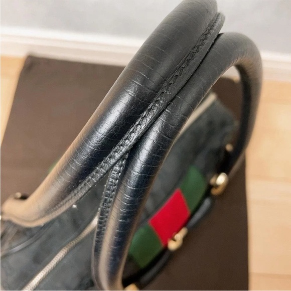 Gucci Black and Green Shoulder Bag with Red Stripe - Picture 7 of 12